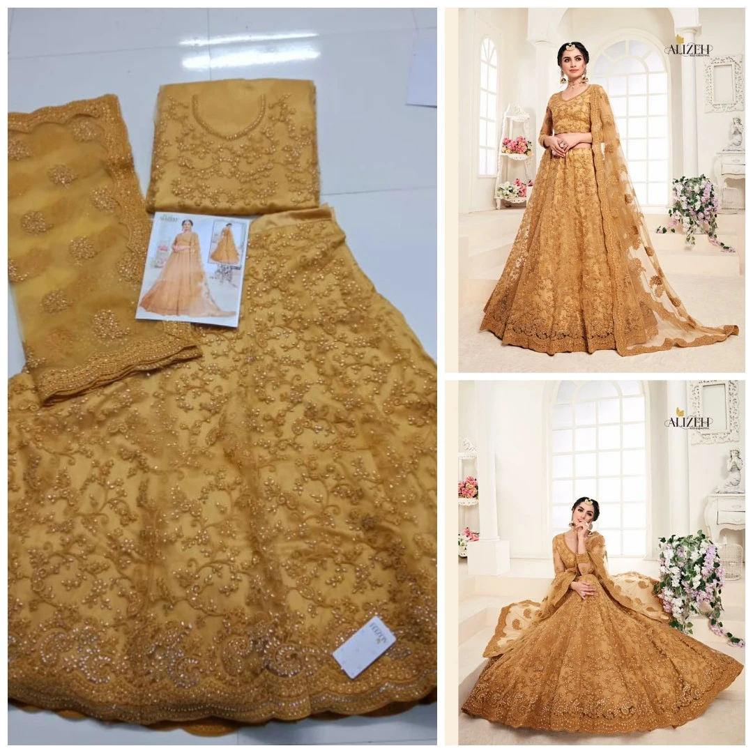 Alizeh Bridal Heritage 1001 Hit Design Colours Butterfly Net Wholesale Lehenga Catalog — Wholesale Lehenga, Alizeh wholesale from Surat — view 8